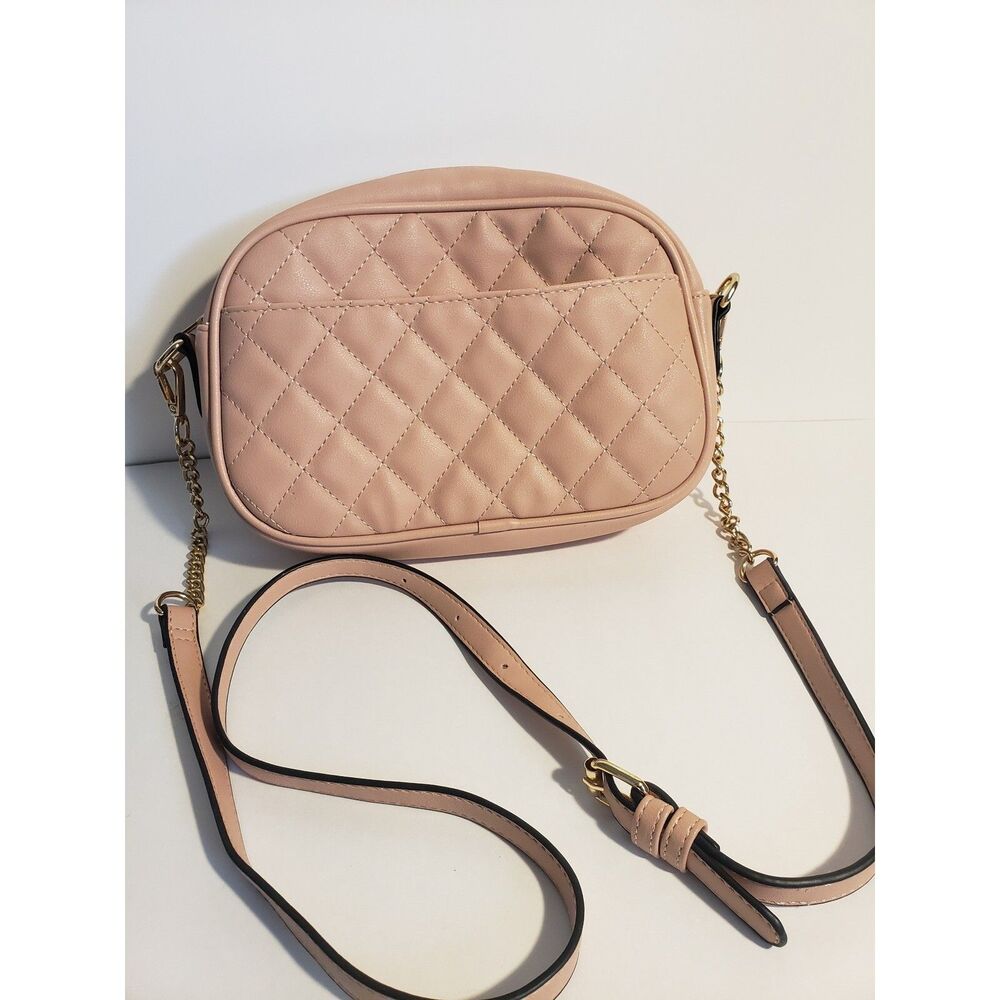Lola Mae Crossbody Bag Quilted Purse Chain Strap Blush Pink Small
